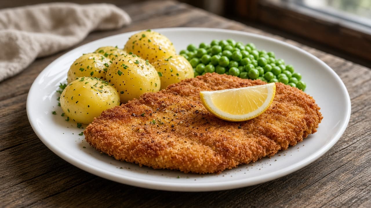 Schnitzel med citron och potatis