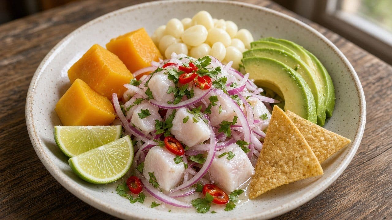 Ceviche med torsk, lime och koriander