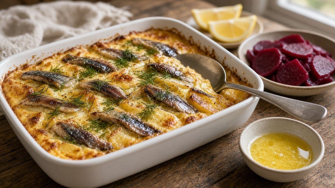 Böcklinglåda med ägg, dill och potatis