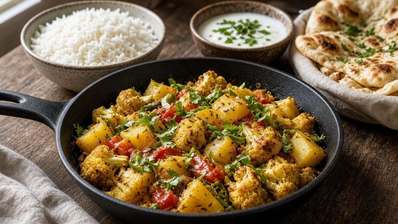 Aloo gobi, indisk curry med potatis och blomkål
