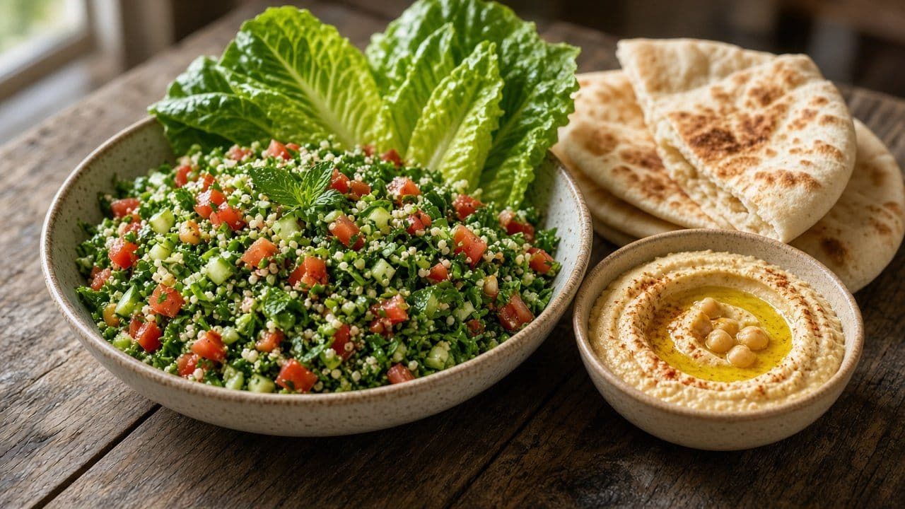 Tabbouleh, libanesisk persiljesallad med bulgur, tomat och citron