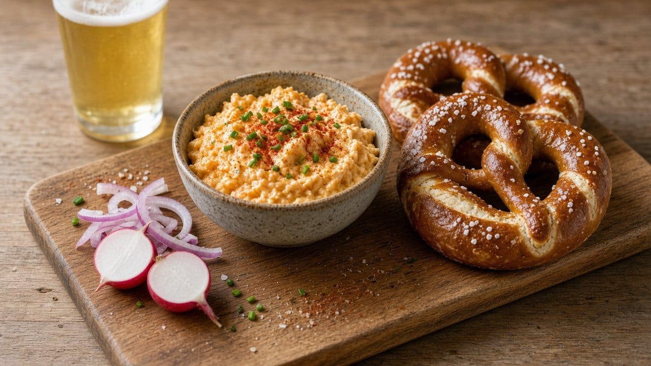 Obatzda med brezel, bayersk ostkräm med camembert