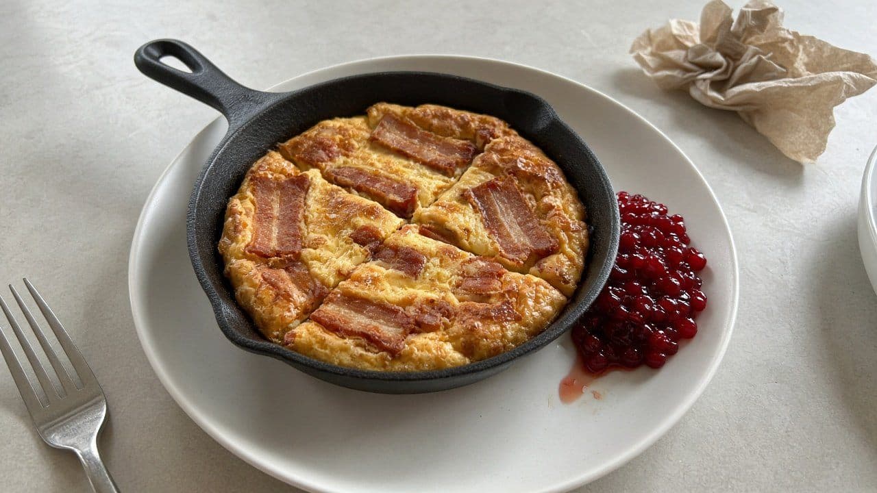 Äggakaka med fläsk och lingon
