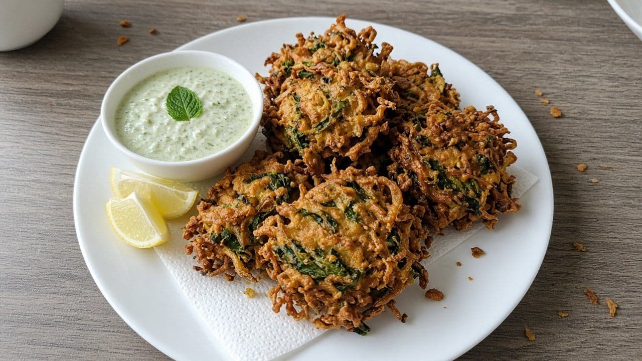 Pakora med grönsaker och myntachutney