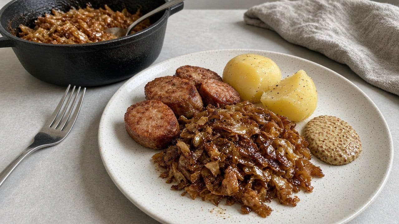 Skånsk brunkål med fläskkorv och senap
