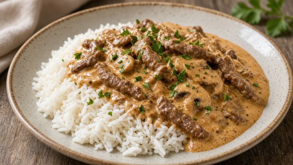 Biffstroganoff med ris