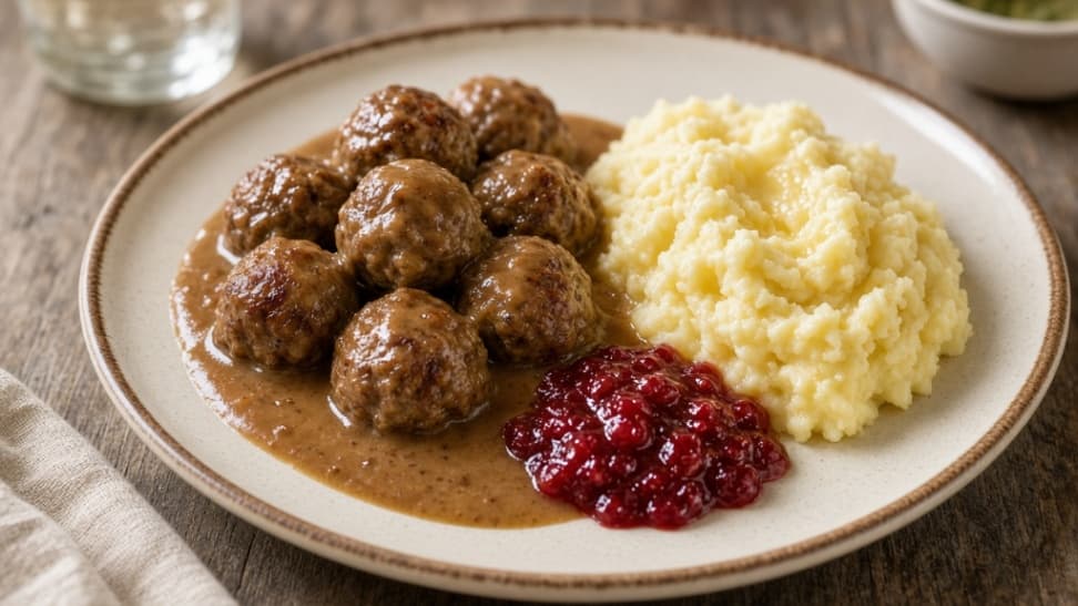 Köttbullar i gräddsås med potatismos