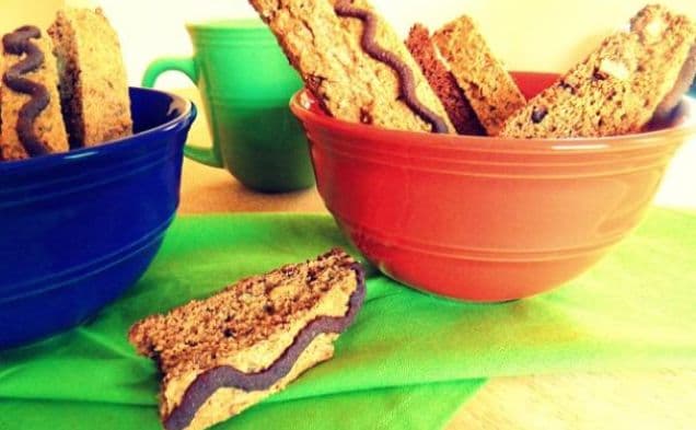 Hasselnötsbiscotti med mexikansk choklad