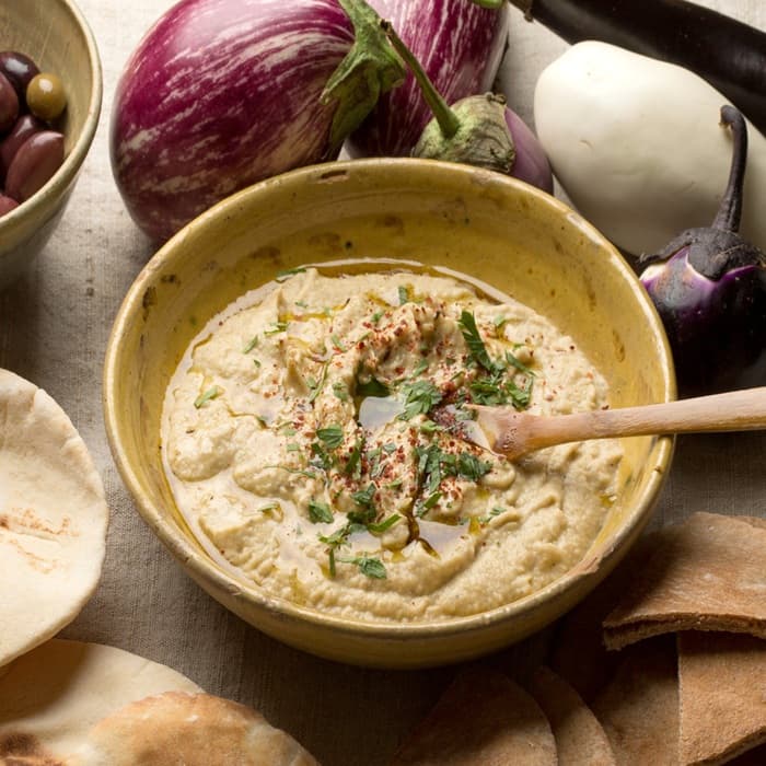 Puré av rökt aubergine