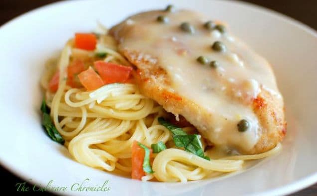 Kyckling Piccata med änglahårspasta
