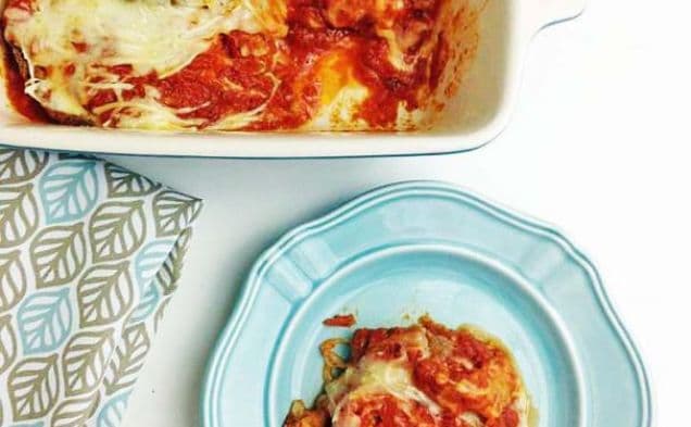 Ugnsbakad auberginparmesan i lager