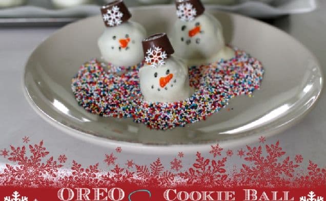 Oreo-kakbollar snögubbe