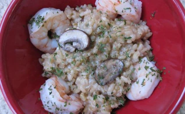 Risotto på brunt ris med svamp och parmesan