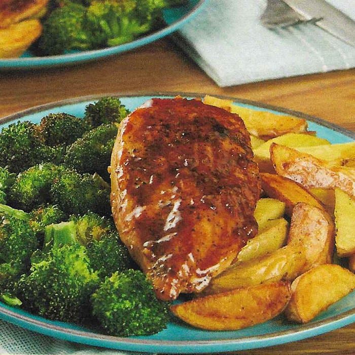 Kyckling med honungsbalsamico och krispig broccoli och potatis