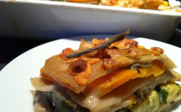 Butternut Squash- och Zucchinilasagne, glutenfri och vegansk