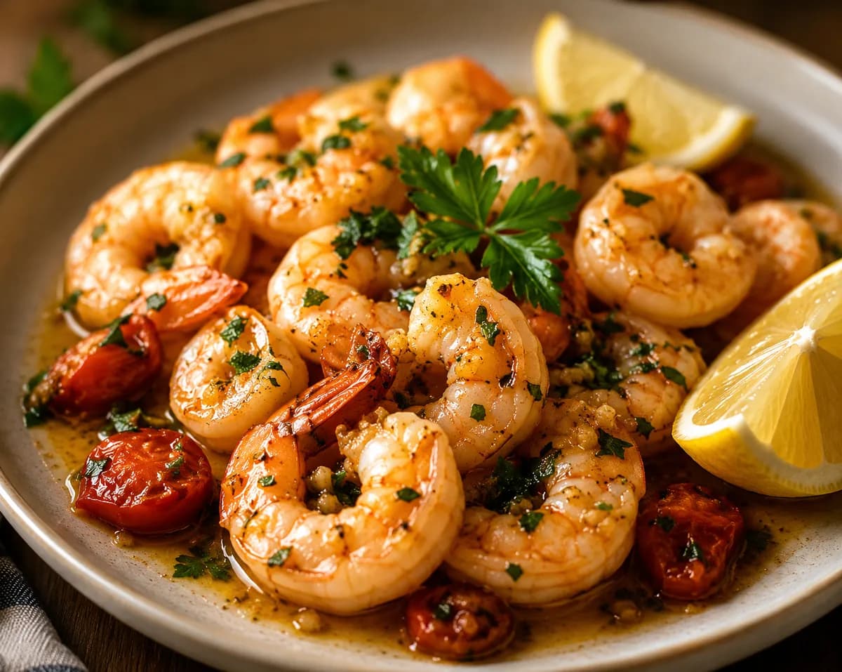 Räkor scampi med vitlök och chili