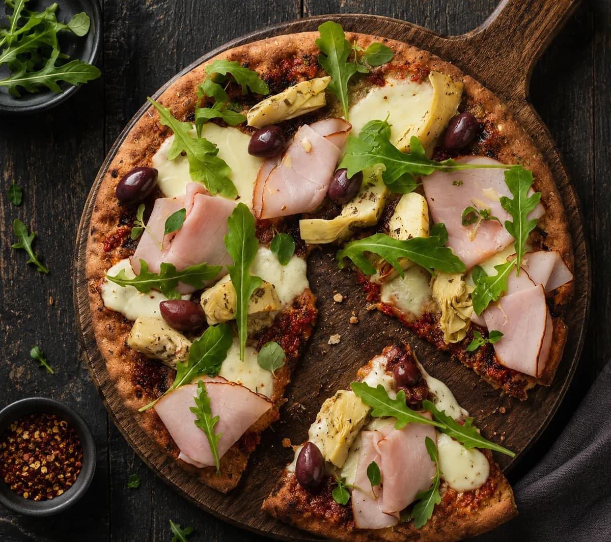Knäckebrödspizza med tomatpesto