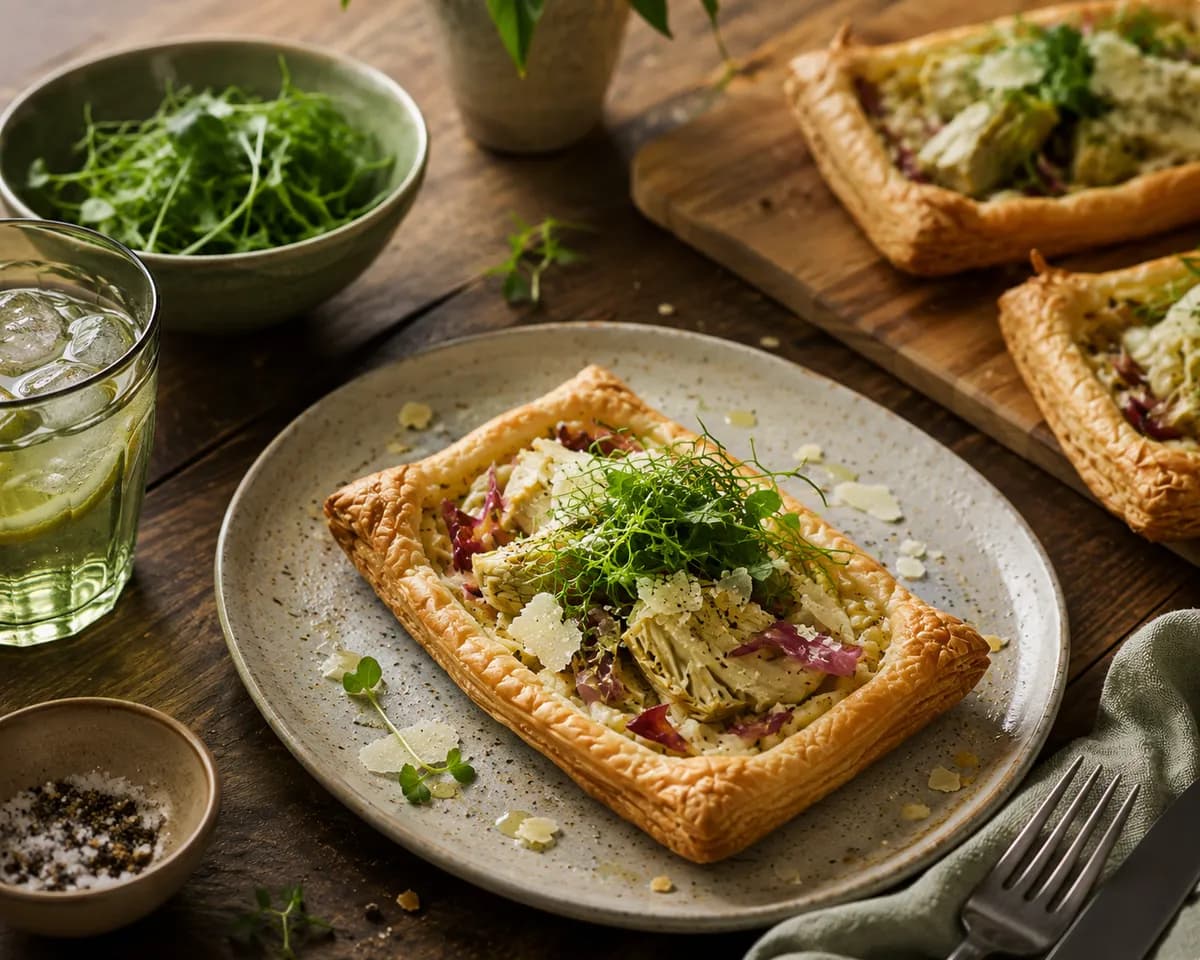 Smördegsgaletter med ricotta och kronärtskocka