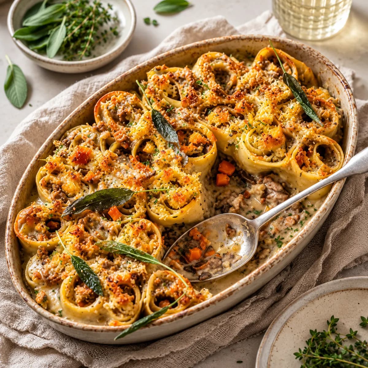 Rotolo med svamp och kastanj