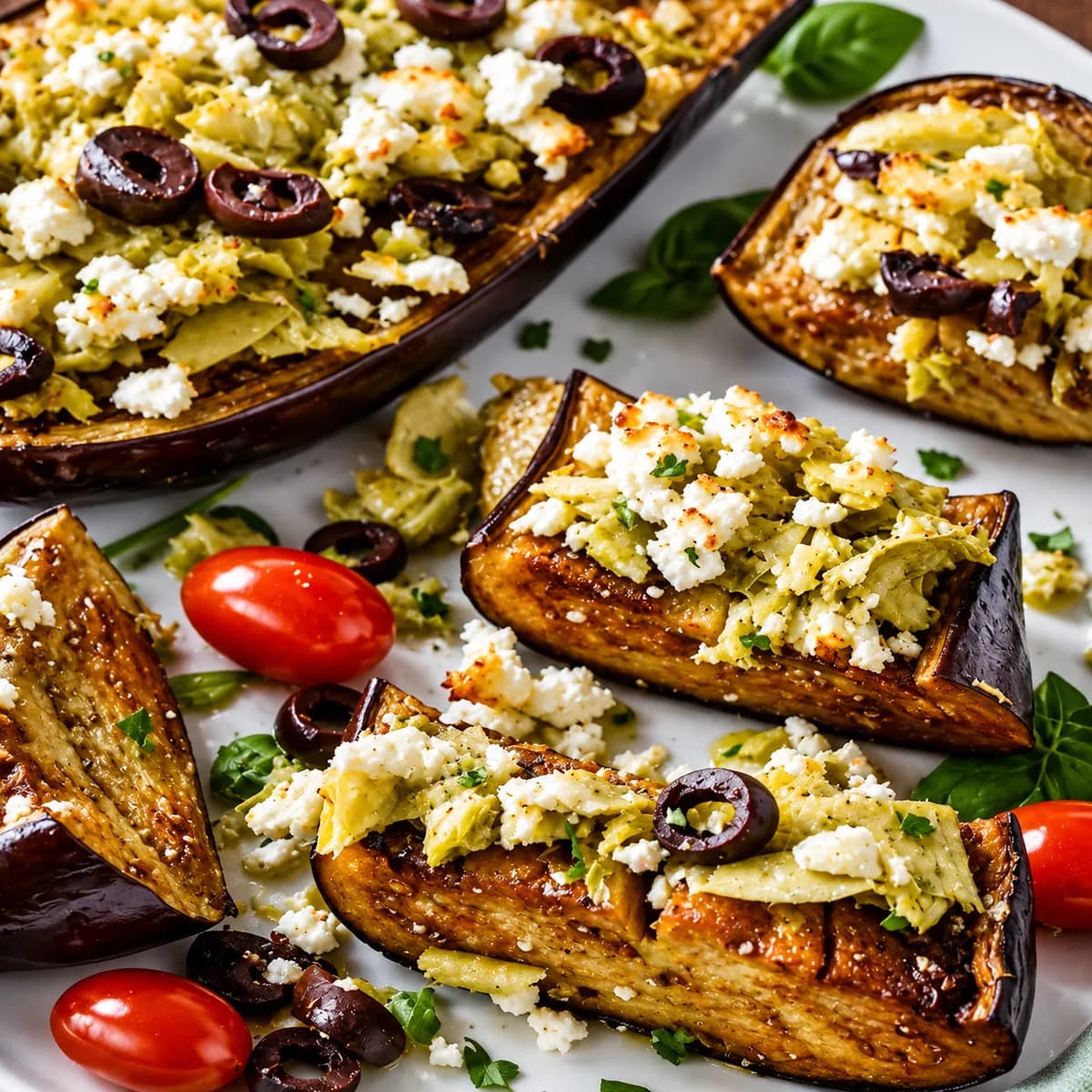 Rostad aubergine med getost och rostat tunnbröd