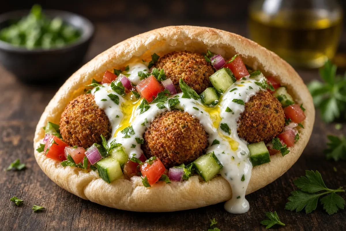 Falafel i pitabröd med yoghurtsås