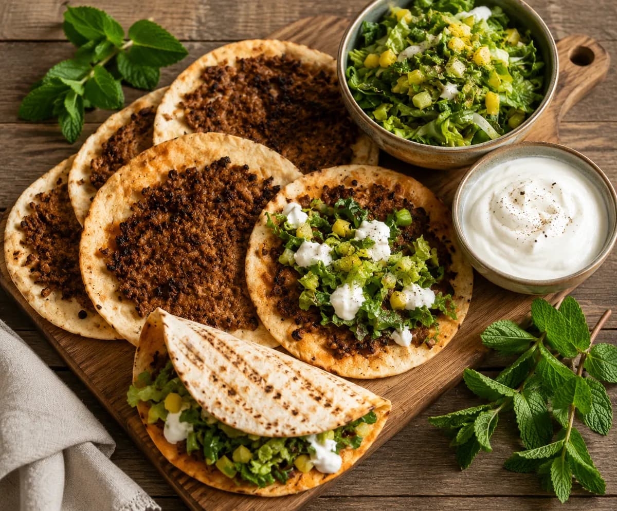 Smashed fläsktaco med gräddfil, ananas och myntasallad