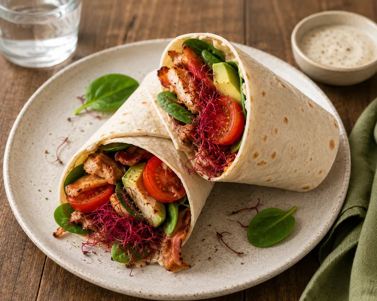 Kycklingwrap med spenat och bacon