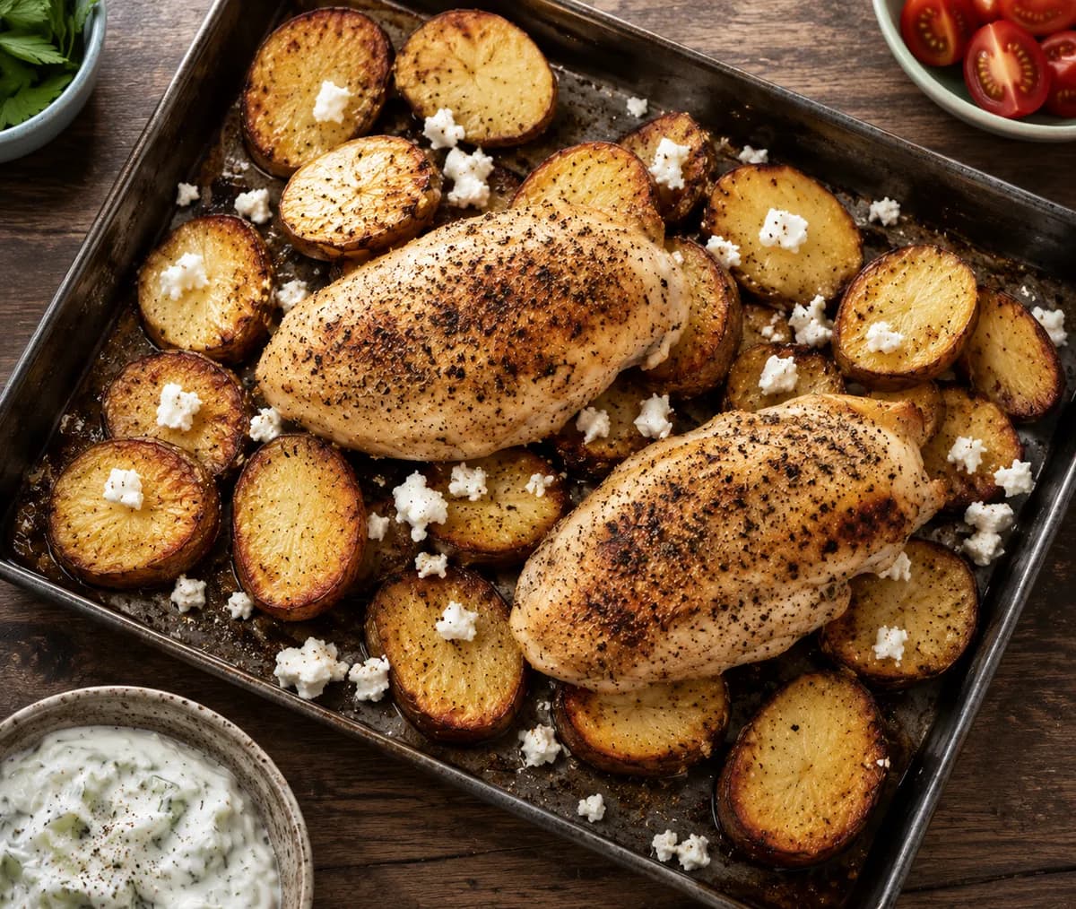 Stekt kycklingfilé med rostad potatis